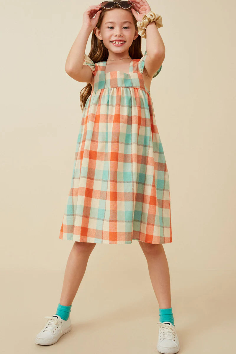 Checked Ruffle Strap Tank Shift Dress