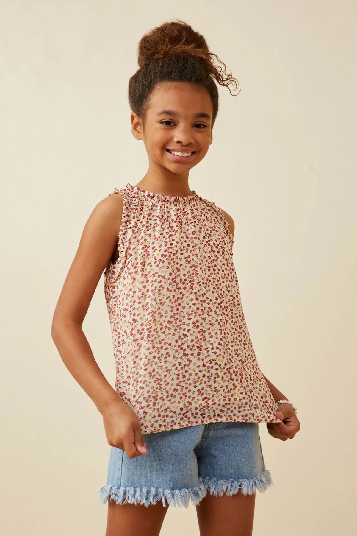 Ruffle Detail Ditsy Tank