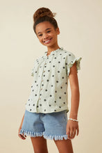 Load image into Gallery viewer, Textured Floral Print Ruffle Collar Shirt
