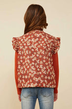Load image into Gallery viewer, Padded Floral Print Ruffled Corduroy Vest

