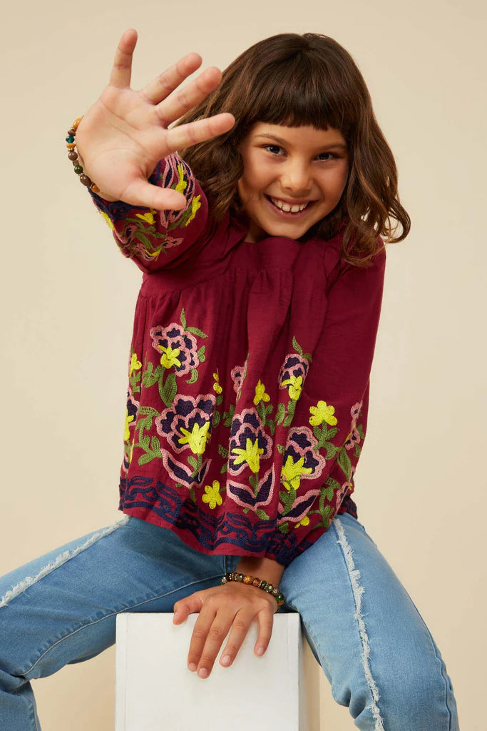 Floral Embroidered Ruffled Top