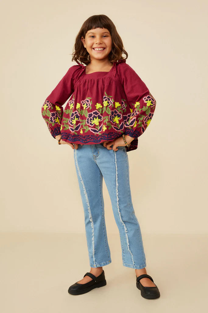 Floral Embroidered Ruffled Top
