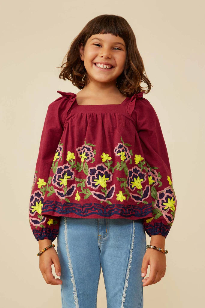 Floral Embroidered Ruffled Top