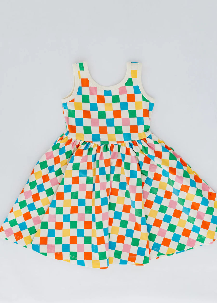 Sleeveless Twirl Dress - Party Checkers