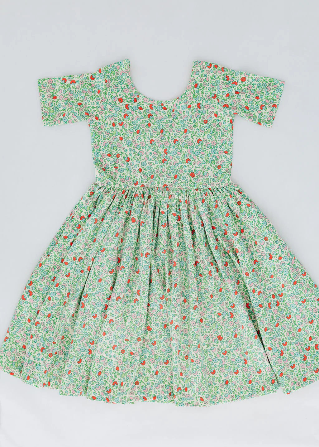 Short Sleeve Twirl Dress in Spring Green Floral