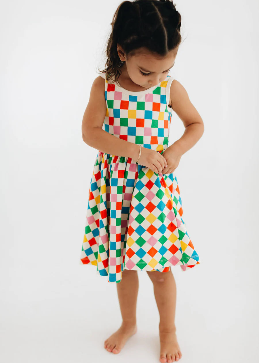 Sleeveless Twirl Dress - Party Checkers
