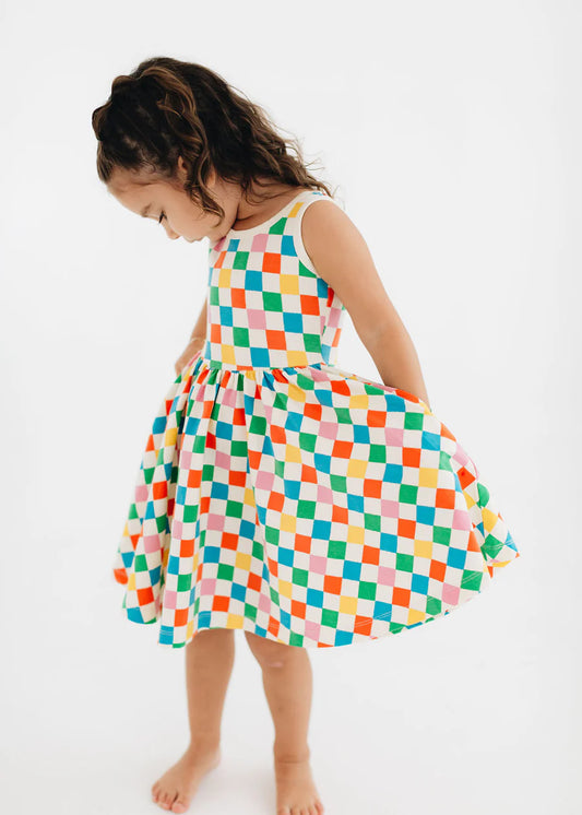 Sleeveless Twirl Dress - Party Checkers