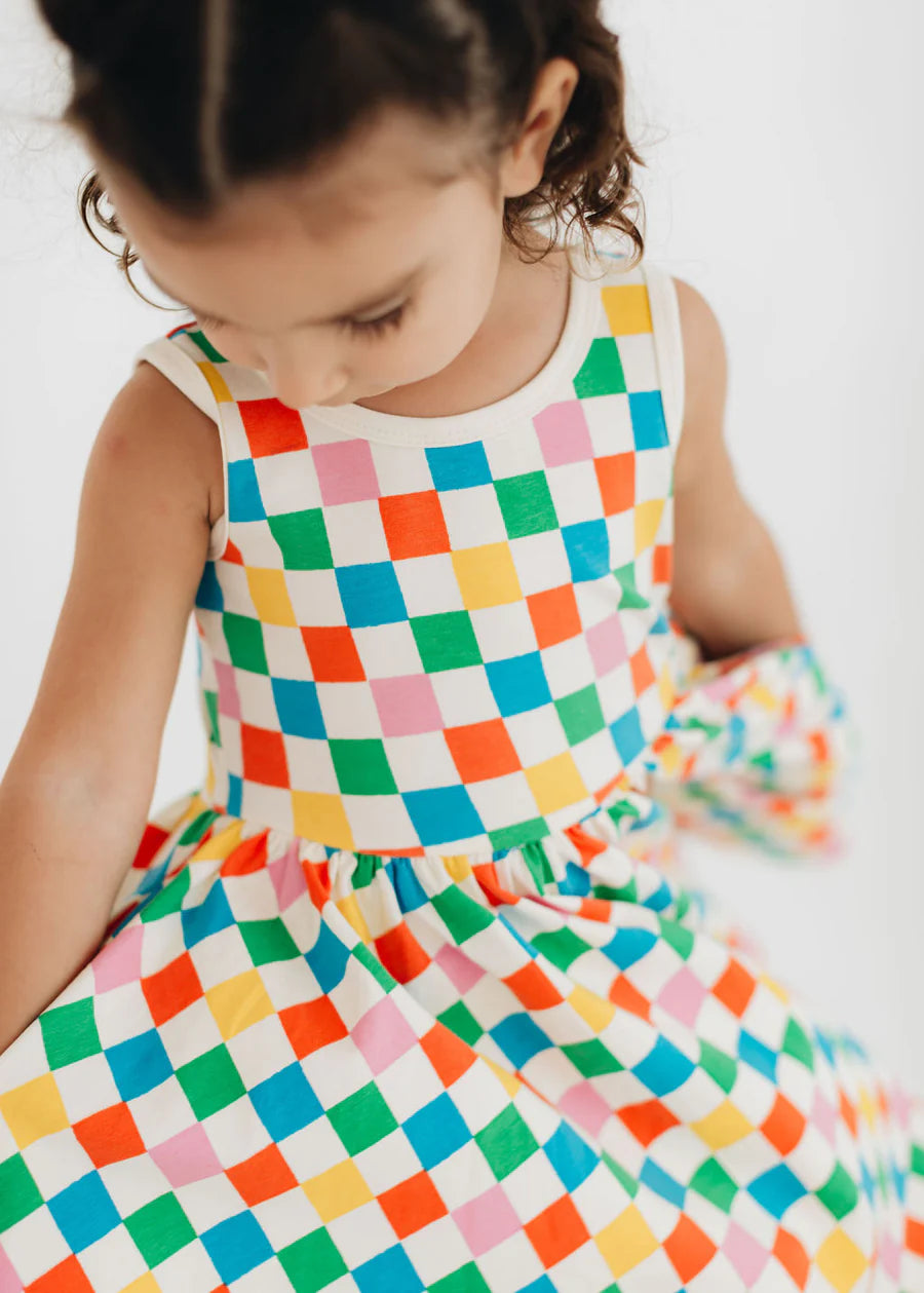 Sleeveless Twirl Dress - Party Checkers