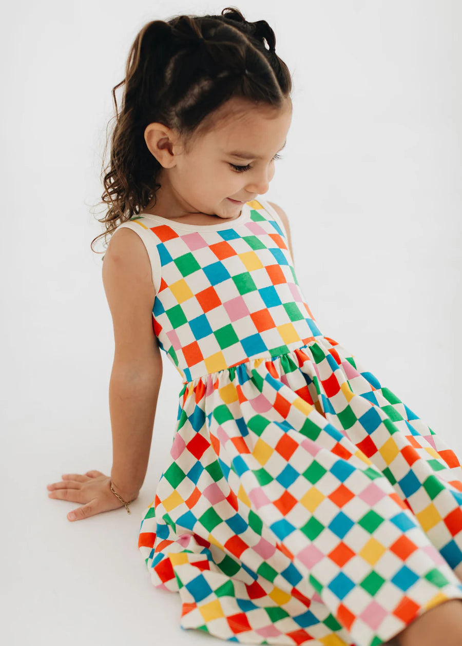 Sleeveless Twirl Dress - Party Checkers