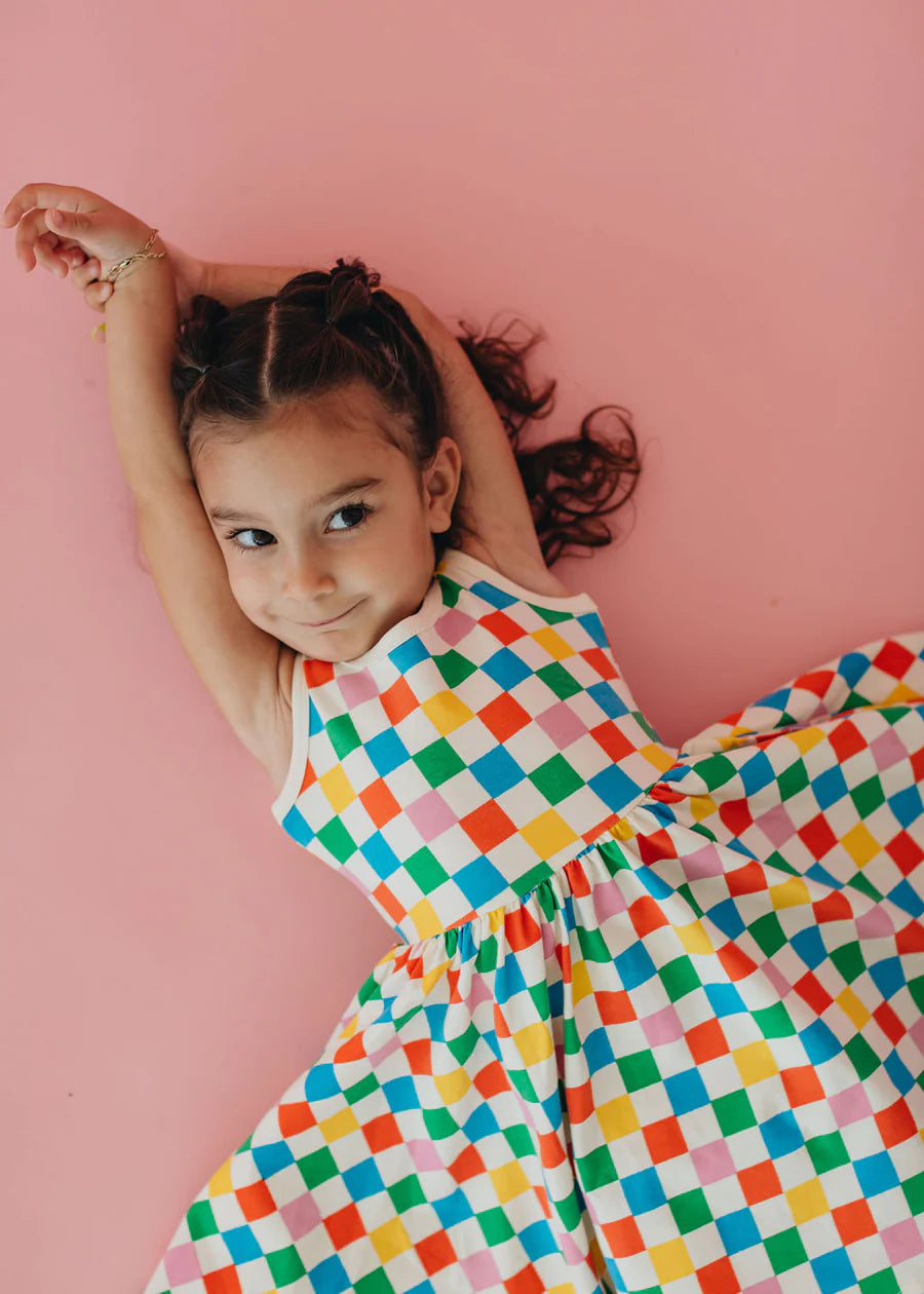 Sleeveless Twirl Dress - Party Checkers