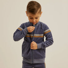 Load image into Gallery viewer, Retro Stripe Velour Track Jacket - Blue
