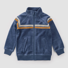 Load image into Gallery viewer, Retro Stripe Velour Track Jacket - Blue
