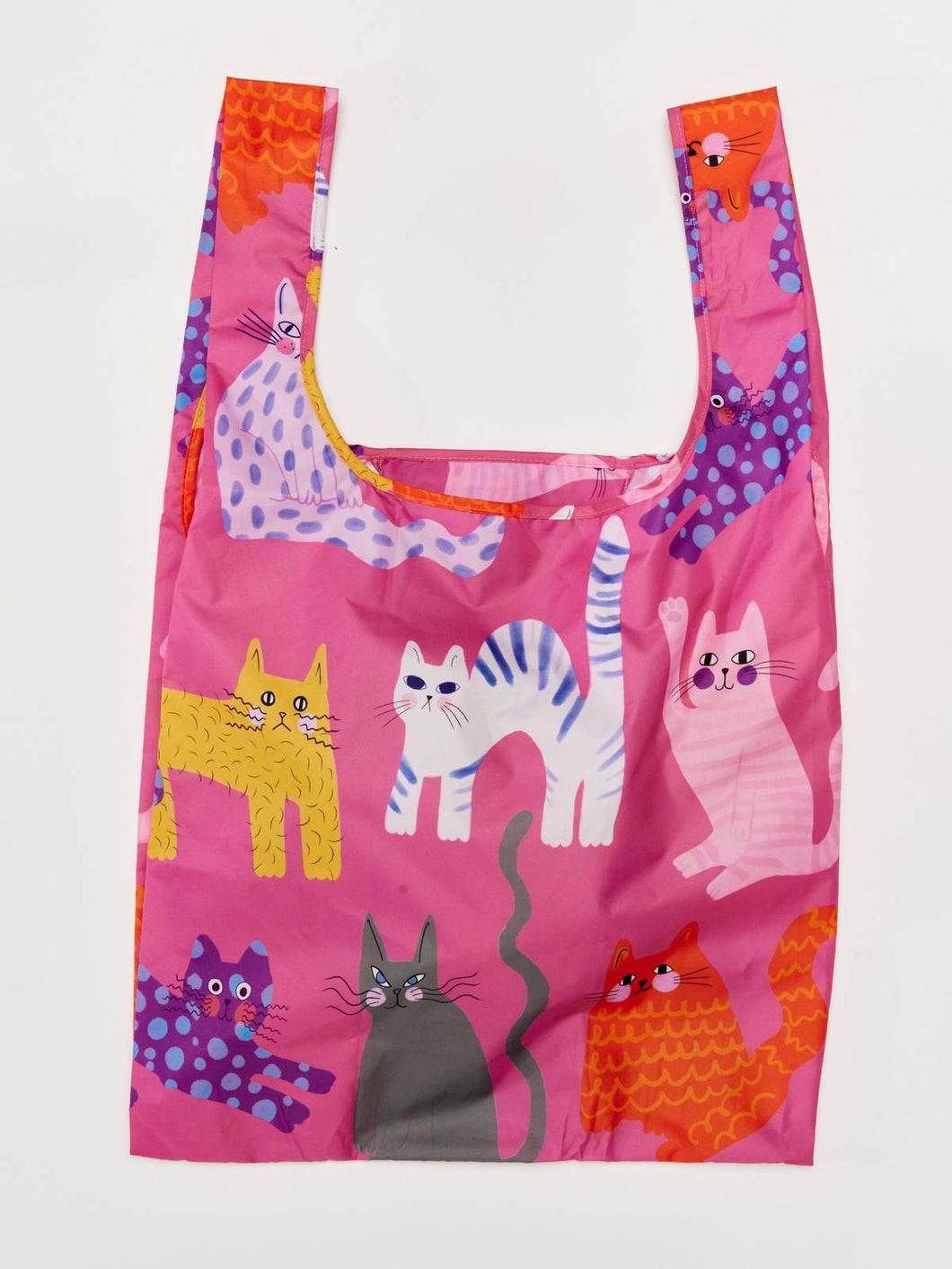 Fuchsia Arty cats Recycled Fabric Reusable Shopping Bag