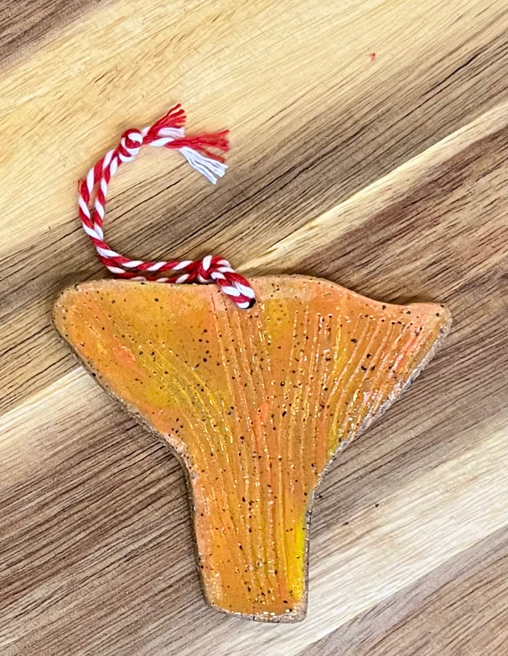 Ceramic handmade chanterelle mushroom ornament
