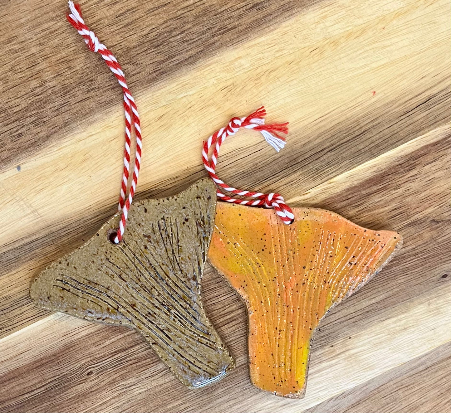 Ceramic handmade chanterelle mushroom ornament