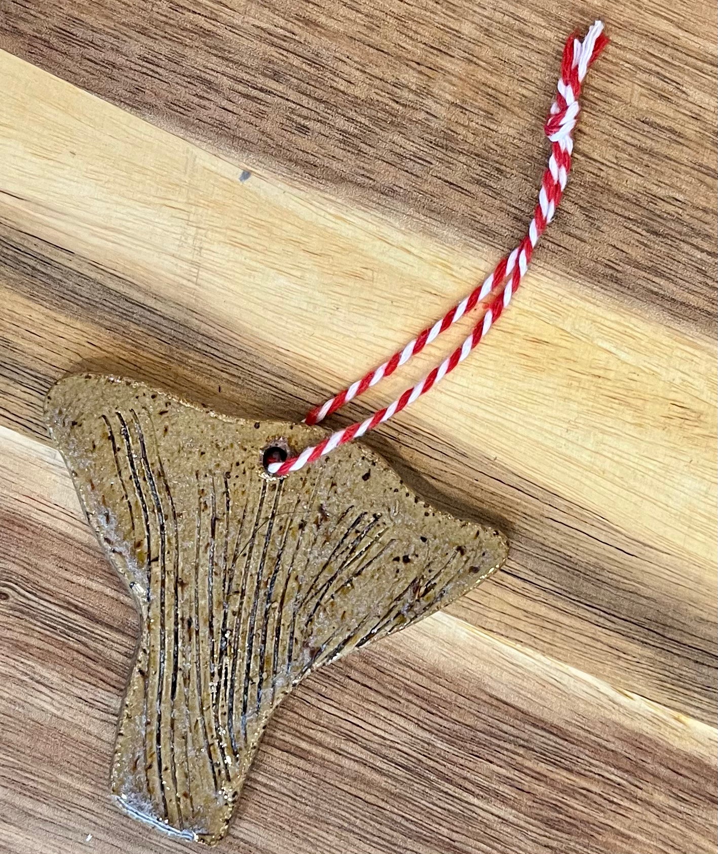 Ceramic handmade chanterelle mushroom ornament