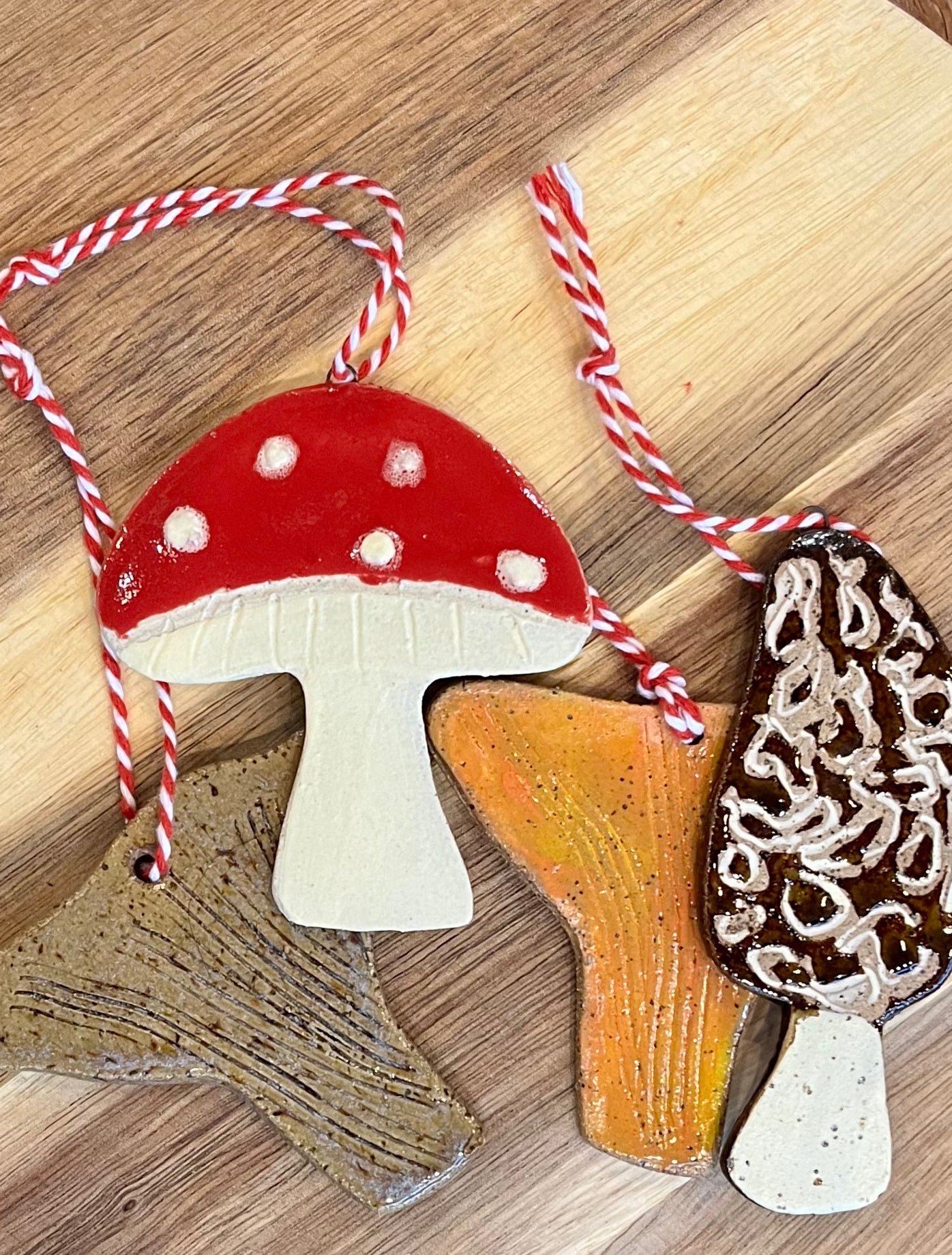 Ceramic handmade morel mushroom ornament