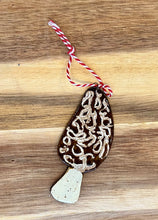 Load image into Gallery viewer, Ceramic handmade morel mushroom ornament
