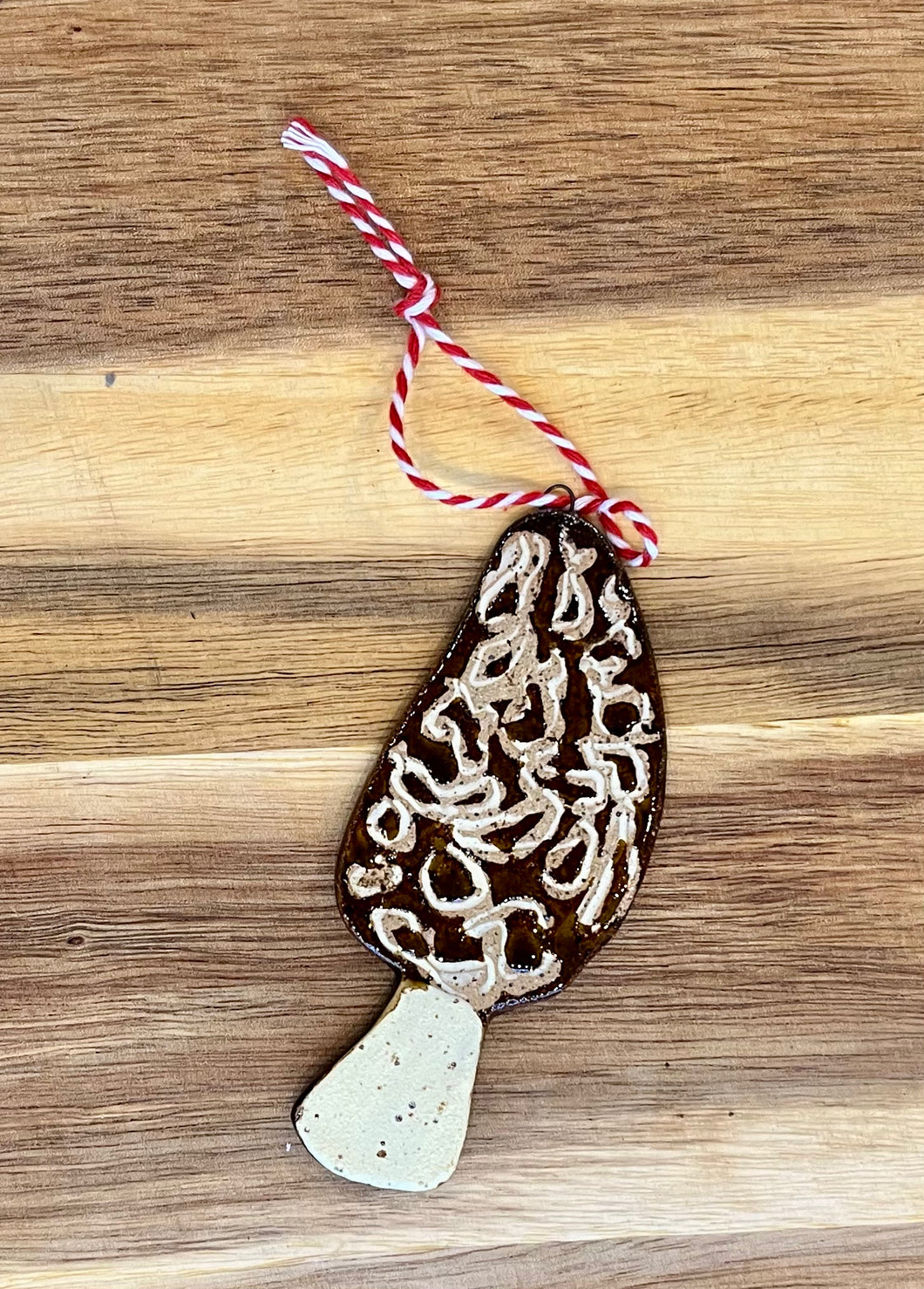 Ceramic handmade morel mushroom ornament