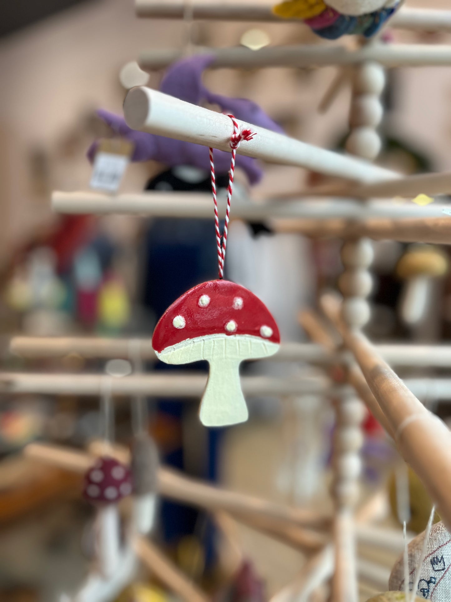 Ceramic handmade Amanita Muscaria mushroom ornament