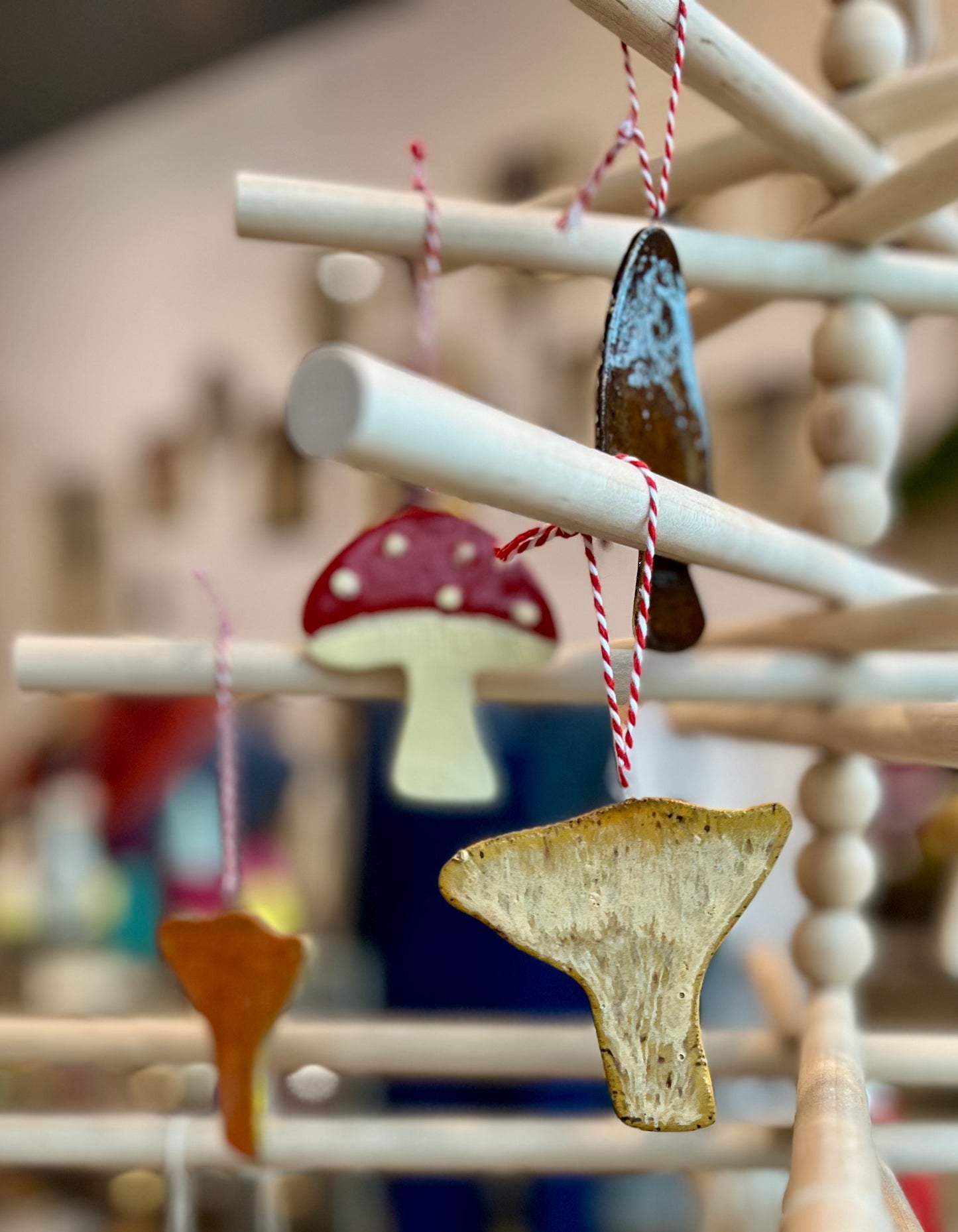 Ceramic handmade chanterelle mushroom ornament