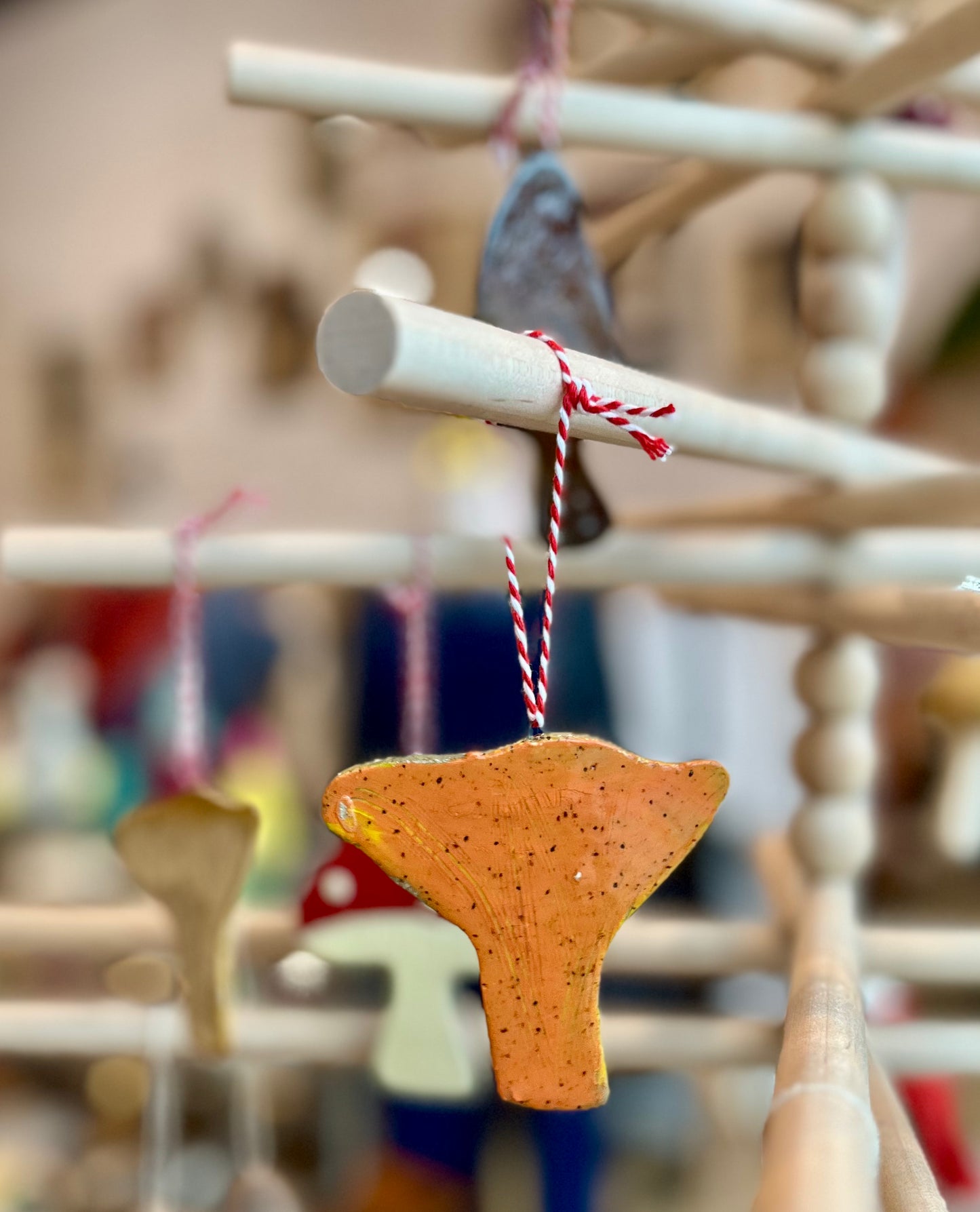 Ceramic handmade chanterelle mushroom ornament