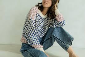 Miti Crewneck Sweater - Mixed Checkerboard