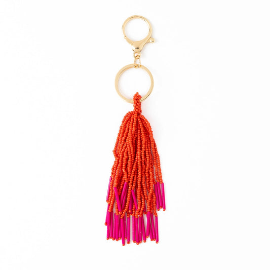 Diana Tassel Beaded Bag Charm Red + Hot Pink Wholesale