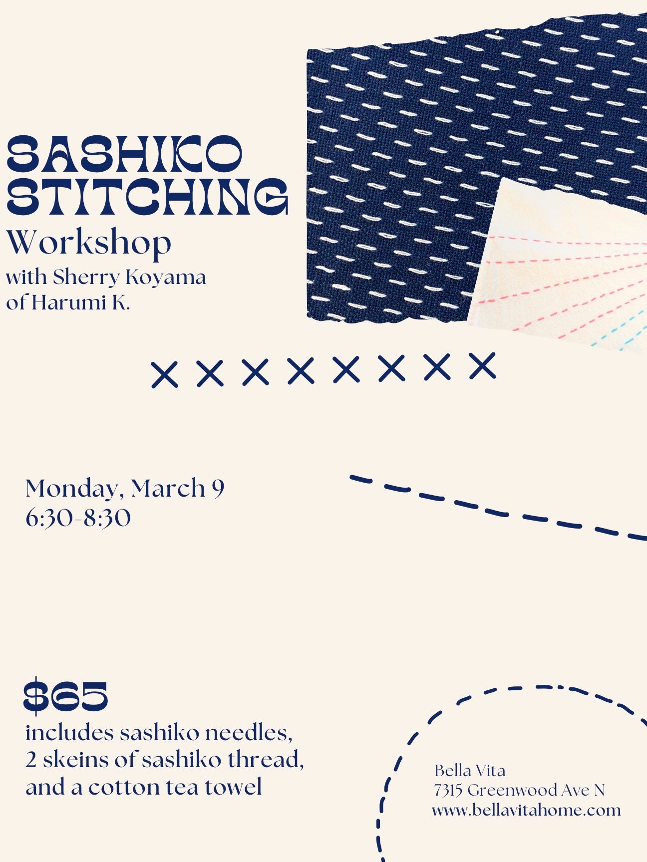 Sashiko stitching workshop