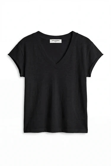 Japanese Jersey V-Neck Tee - Black