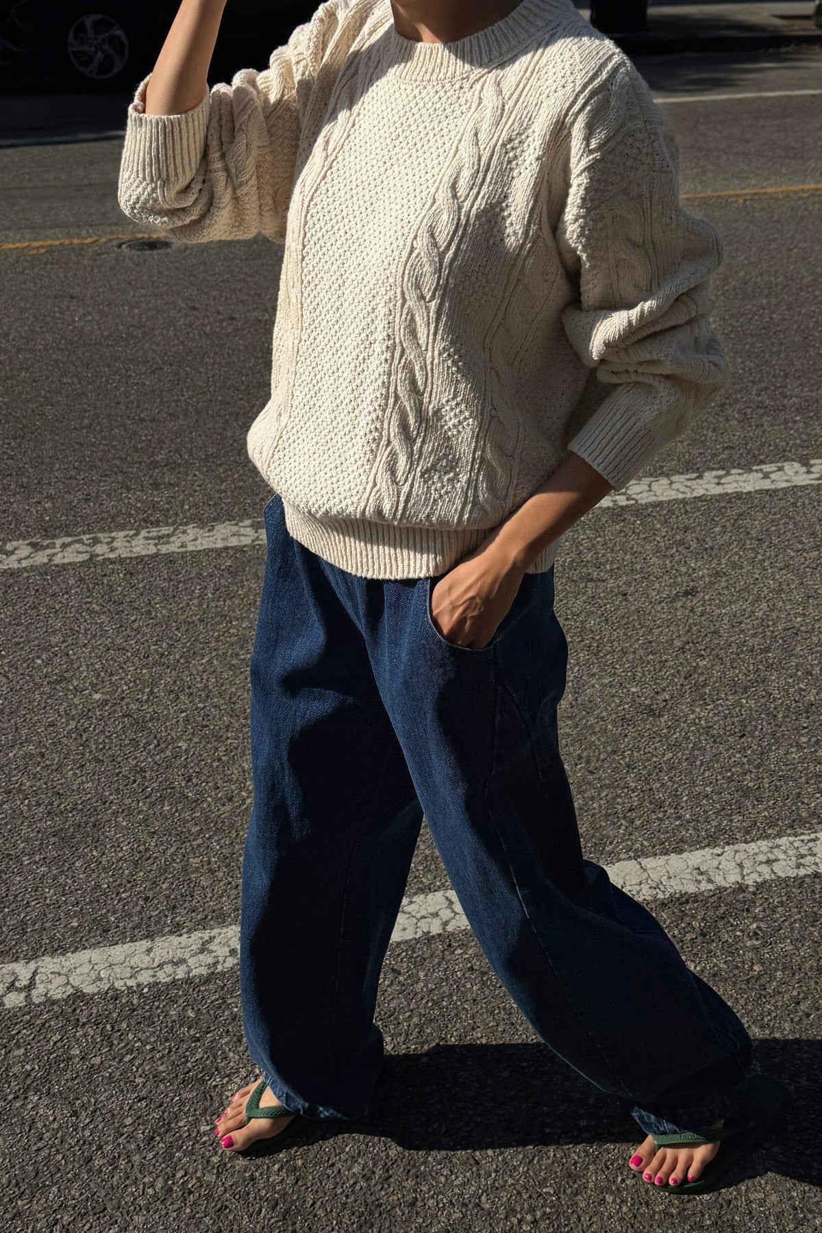 COTTON FISHERMAN SWEATER - NATUREL