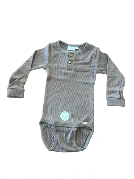 L/S Ribbed Baby Onesie - Brown