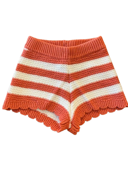 Stripe Sweater Shorts - Coral