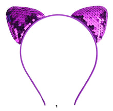 Load image into Gallery viewer, Sequin Cat Ear Headband - Several Colors
