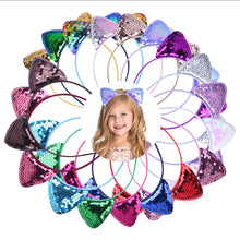 Load image into Gallery viewer, Sequin Cat Ear Headband - Several Colors
