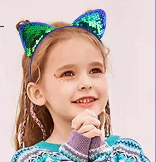 Sequin Cat Ear Headband - Several Colors