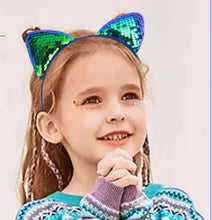 Load image into Gallery viewer, Sequin Cat Ear Headband - Several Colors
