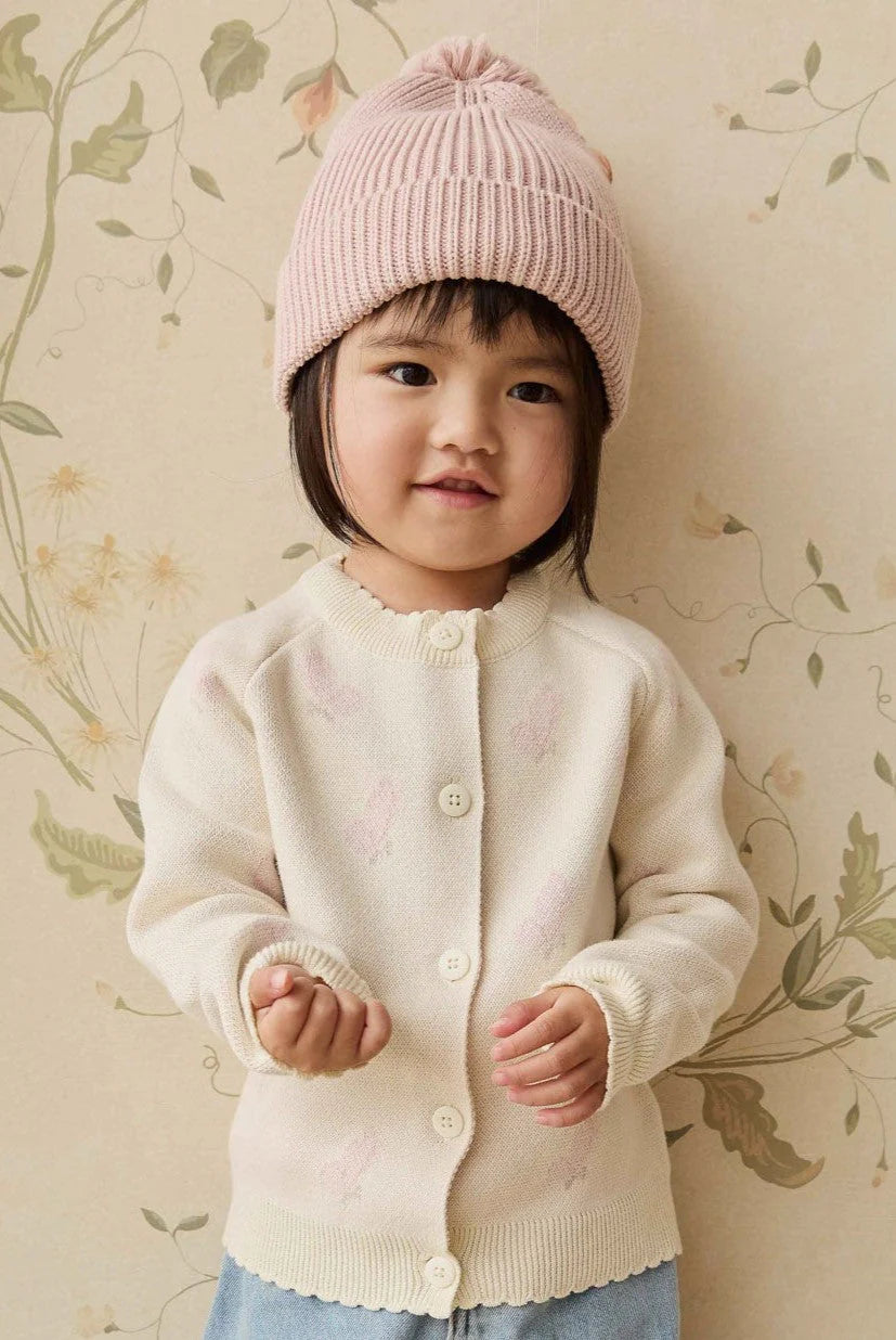 Cassie Jacquard Cardigan - Egret