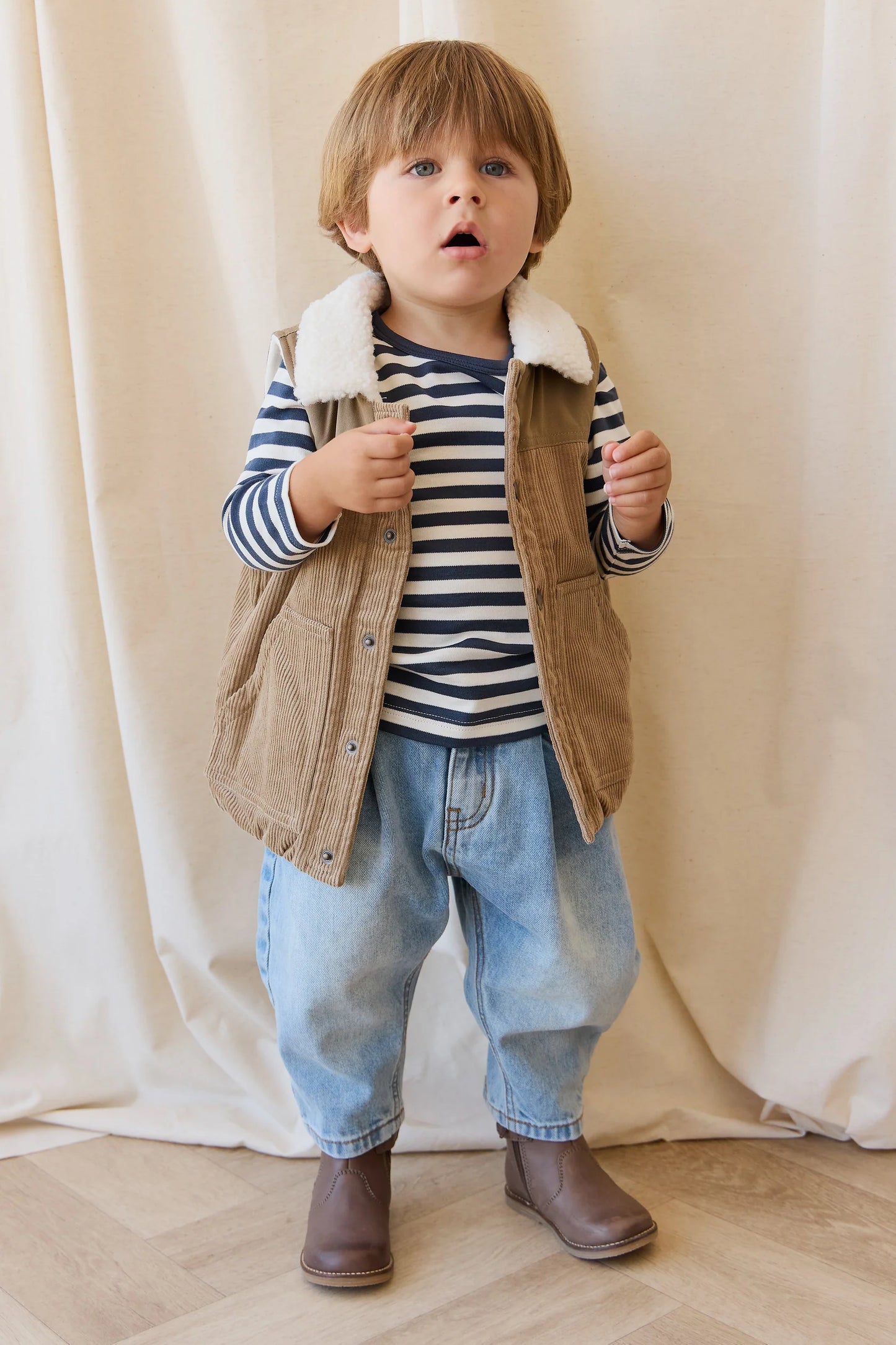 Pima Cotton Vinny Long Sleeve Top - Essential Stripe Charter/Cloud