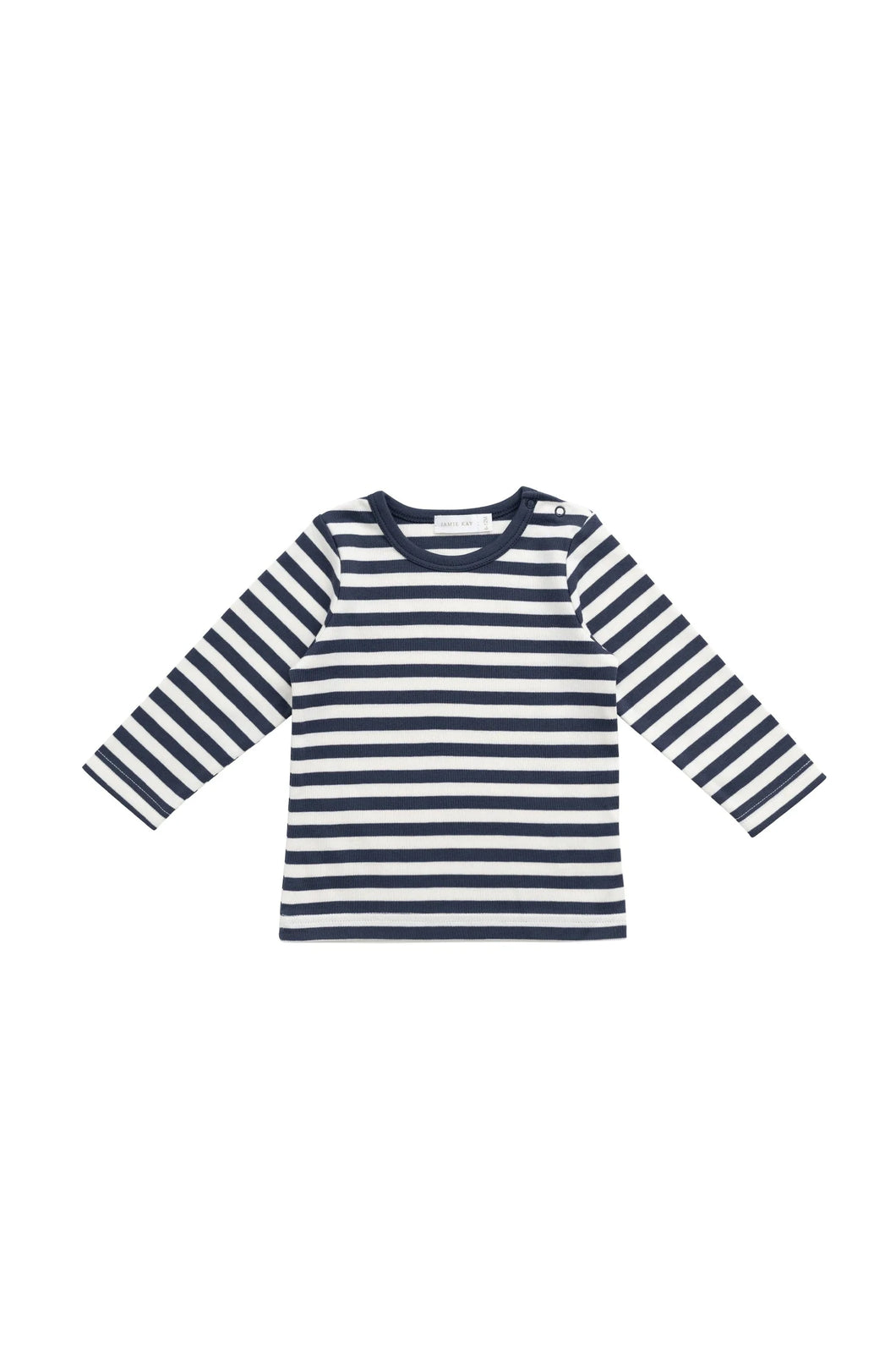Pima Cotton Vinny Long Sleeve Top - Essential Stripe Charter/Cloud