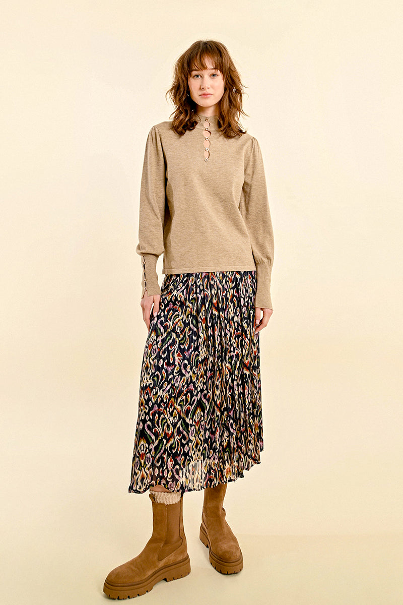 Detailed Knit Sweater - Beige