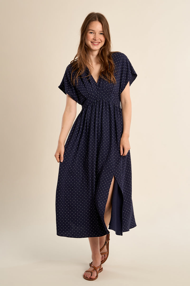 Polka Dot Dress - Navy