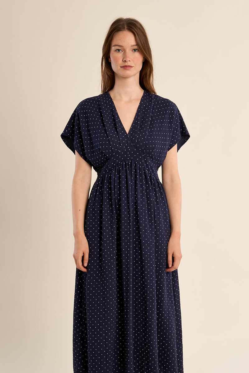 Polka Dot Dress - Navy