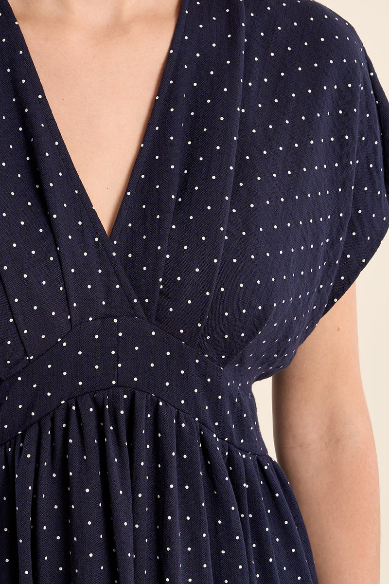 Polka Dot Dress - Navy