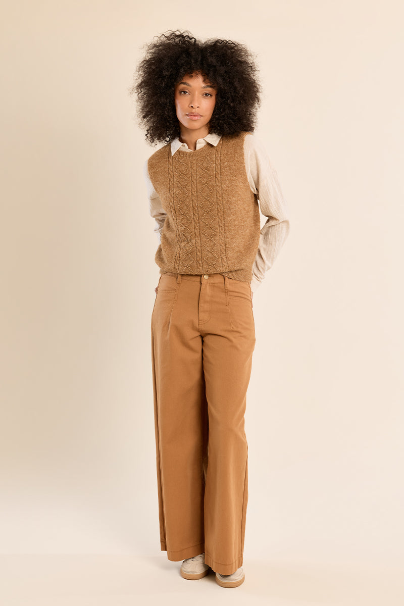 Cable Vest - Camel