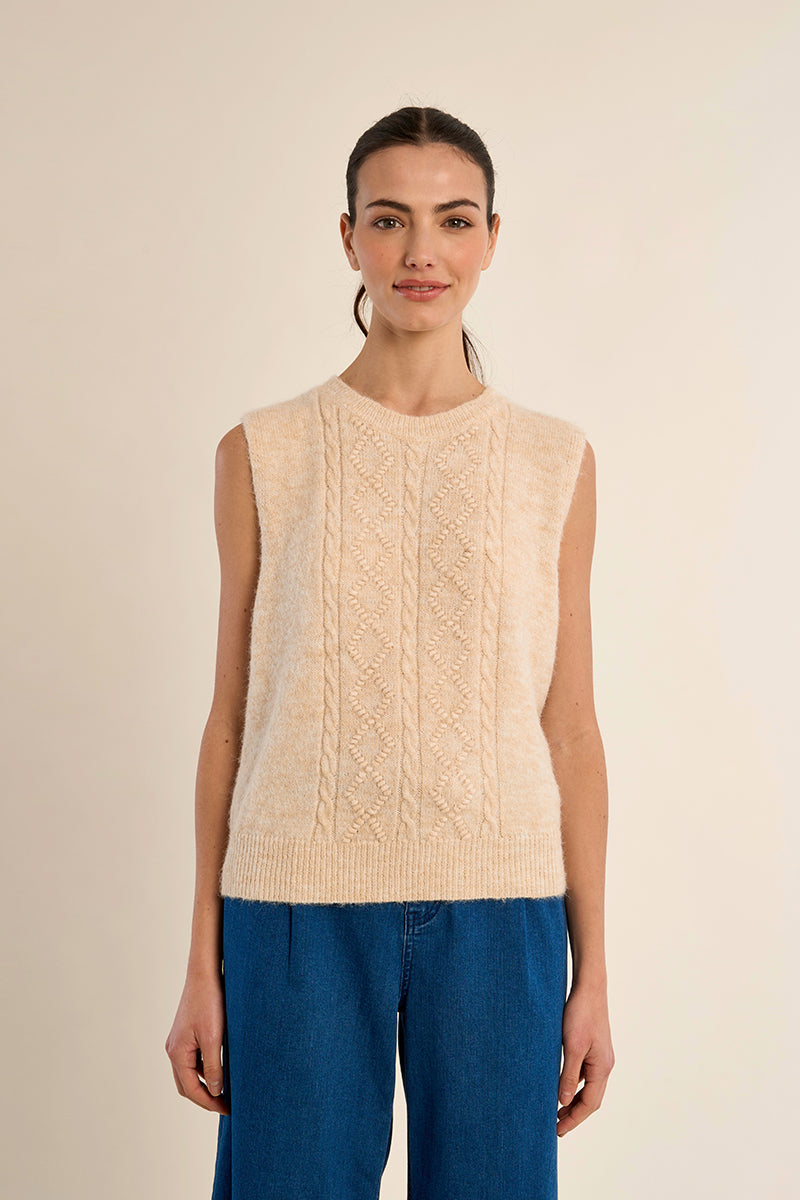 Cable Vest - Cream