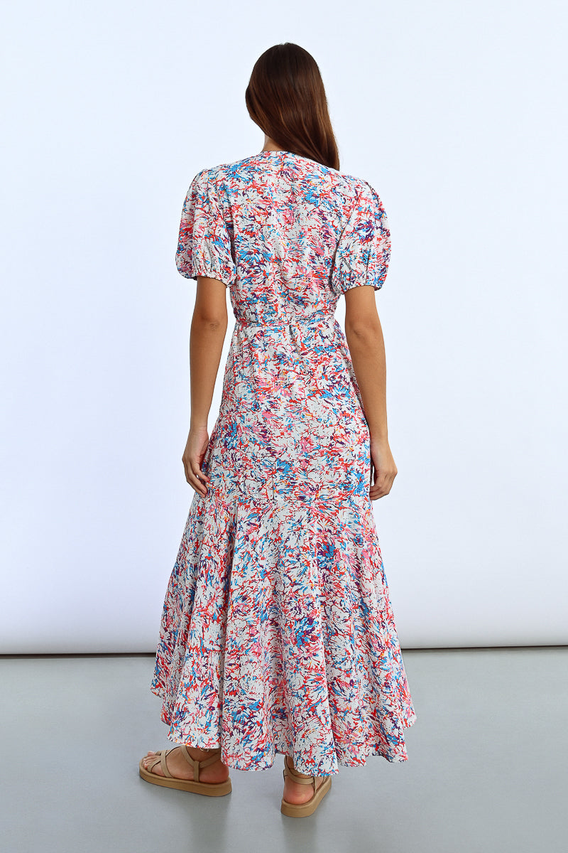 Long Printed Wrap Dress