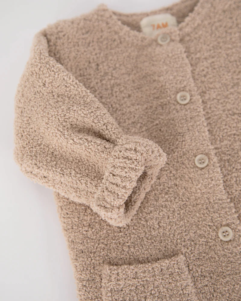 Long Sleeve Fuzzy Jumpsuit - Pecan