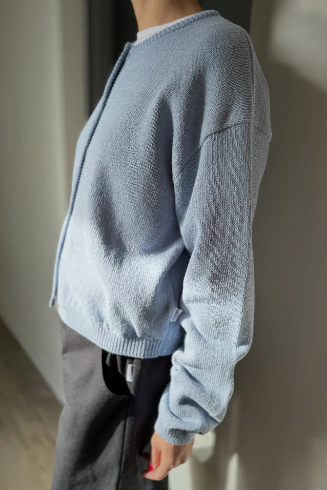 Cotton Leila Cardigan  - Cornflower