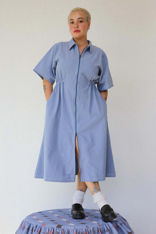 Long Utility Dress - Pebble Blue